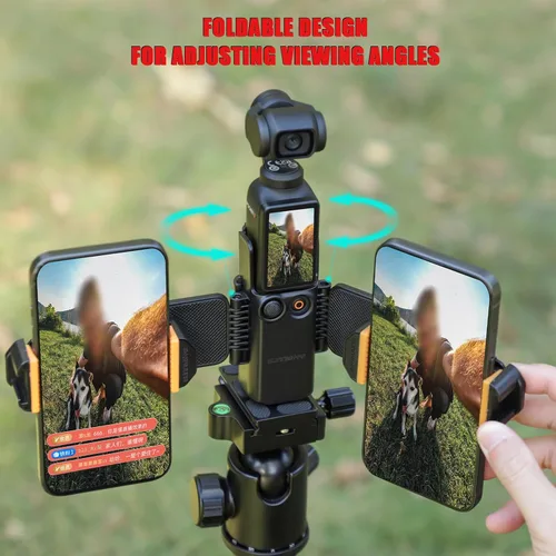 Miniatura 5 de Pocket3/4 Soporte de extensión de teléfono dual para DJI Osmo Pocket 3/4 Accesorios de manija de cámara Adaptador de zapata fría Montaje