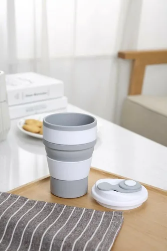 Miniatura 3 de YBM Home Taza de viaje plegable de silicona con tapa - Vaso plegable de silicona irrompible para acampar y viajar, 12161vc-1