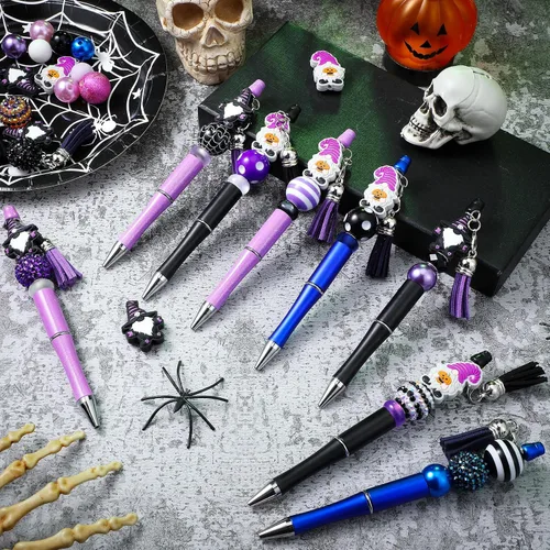 Miniatura 2 de Colarr 12 juegos de cuentas de Halloween a granel con cuentas focales de silicona, broches de borlas y kit de bricolaje enano para adultos