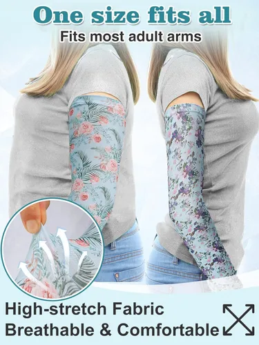 Miniatura 4 de PAMASE Mangas de jardinería para mujer, 2 pares de fundas protectoras de jardín de granjero para exteriores, protección solar y UV, regalos Azul
