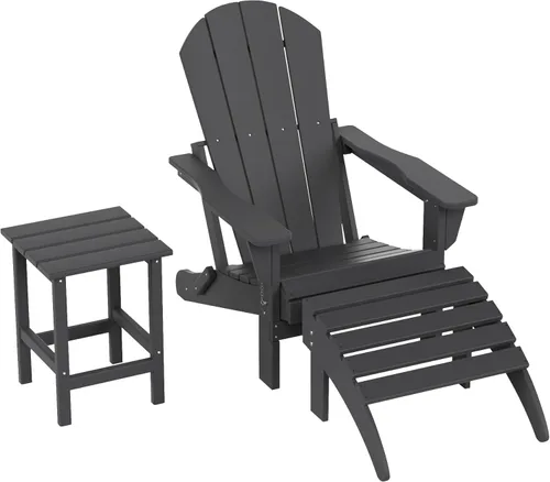 Miniatura 19 de WestinTrends Reposapiés otomano Adirondack para patio al aire libre, taburete de madera de polietileno para todo tipo de clima, ampliamente Azul