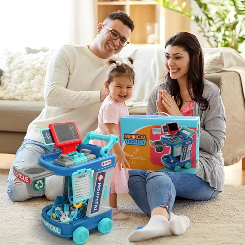 Miniatura 6 de Kit de médico para niños pequeños de 3 a 5 años, divertido juego de doctor para niñas de 2, 3, 4, 5 años, juguetes de vestir con carrito, disfraz
