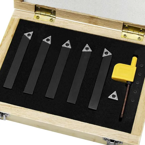 Miniatura 9 de Juego de 5 piezas de herramientas de torneado de carburo indexable de 3/8 "para tornos de mecanizado, 5 piezas de herramientas de torno de metal