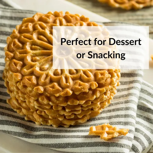 Miniatura 4 de DeLallo Galletas de anís Pizzelle (paquete de 2) galletas de anís con textura ligera de gofre, sabor dulce de regaliz, auténticas galletas horneadas