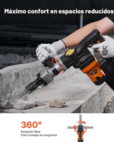 Miniatura 7 de VEVOR Martillo de demolición Jack Hammer, MAX 1400W Martillo eléctrico de alta resistencia, rompedor de concreto 2900 BPM 2 piezas de cinceles