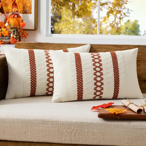 Miniatura 19 de MIULEE Fundas de almohada lumbares decorativas bohemias, cojín de algodón retro, tejidas de macramé para decoración del hogar para cama, sofá, neutro