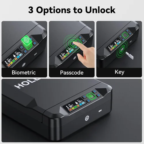 Miniatura 3 de Caja fuerte para pistola de coche, caja fuerte pequeña para pistola, estuches biométricos portátiles de mano para pistolas, caja de seguridad