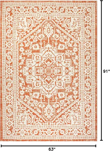 Miniatura 150 de Eyely BMS101D-28 - Alfombra de pasillo con textura de medallón de Santa Mónica Slesi, para interiores y exteriores, estilo costero, bohemio, Gris