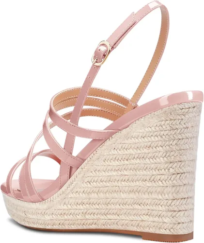 Miniatura 3 de Aachcol Sandalias de plataforma de cuña para mujer, puntera abierta, correa en el tobillo, correa trasera con correa trasera, zapatos de vestir