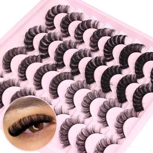 Miniatura 11 de ALICROWN - Pestañas postizas peludas, pestañas postizas naturales, pestañas postizas de visón completo, pestañas rizadas C, paquete de 12 pares