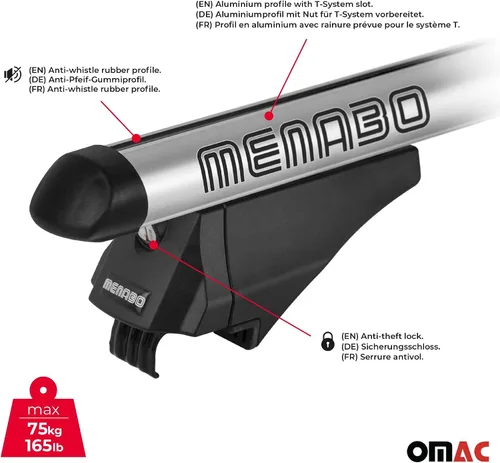 Miniatura 6 de OMAC Barras transversales superiores para Audi Q8 2019-2025, aluminio negro, 2 piezas antirrobo para viajes, kayak, canoa, surf, esquí, snowboard