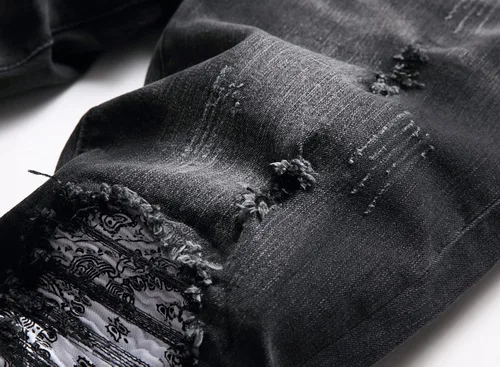 Miniatura 5 de TMMMT Jeans ajustados de ajuste recto lavado de moda para hombre