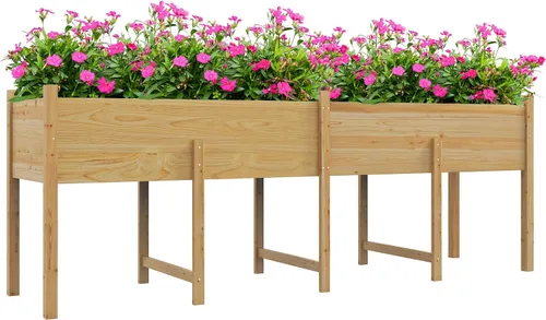 Miniatura 18 de Outsunny - Jardinera elevada de madera con estante de almacenamiento, orificios de drenaje y forro para el patio trasero, la terraza, el balcón, 47
