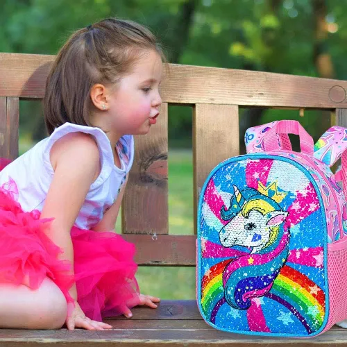 Miniatura 15 de gxtvo Mochila para niños pequeños, correa de seguridad de 9.5 pulgadas para niños y niñas, unicornio, mariposa, sirena, dinosaurio