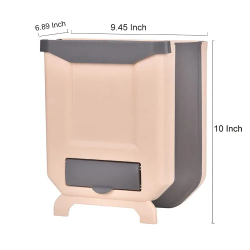 Miniatura 2 de BWGHBH Papelera colgante para puerta de armario de cocina, cubo de basura plegable para cocina, dormitorio, baño y automóvil (2.1 galones, caqui)