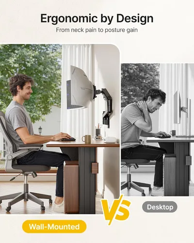 Miniatura 6 de monTEK Soporte de pared para monitor para pantallas ultraanchas de 17-57" hasta 59.4 libras, brazo de monitor individual de resorte de gas