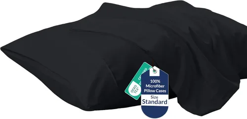 Miniatura 28 de Royale Linens Juego de 2 fundas de almohada Queen – Fundas de almohada de cama – 20 x 30 pulgadas – Fundas de almohada negras – 1800 microfibra