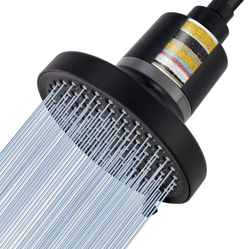 Miniatura 10 de Voolan Cabezal de ducha filtrado de 20 etapas, filtro de ducha de lluvia de alta presión para agua dura para eliminar el cloro y sustancias nocivas