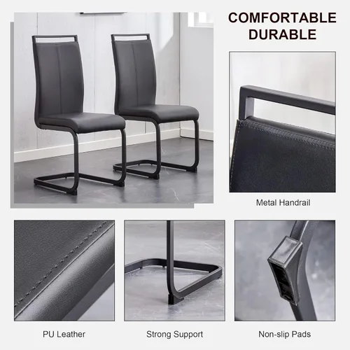 Miniatura 5 de Ebullient - Juego de mesa de comedor de cristal para 4, juego de mesa de comedor moderno para 4, tablero de vidrio templado con patas trapezoidales