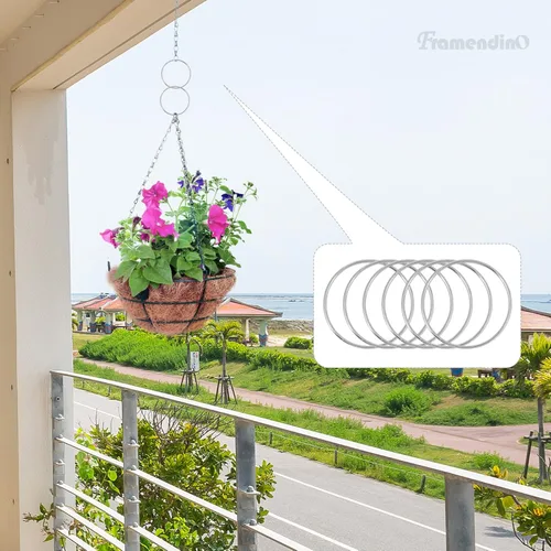 Miniatura 3 de Framendino, Paquete de 12 anillos de macramé de 3 pulgadas de metal plateado floral para decoración de coronas de Navidad, atrapasueños