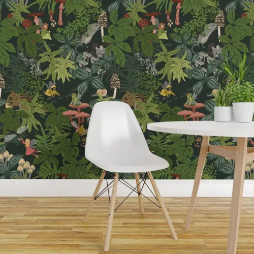 Miniatura 3 de Spoonflower Muestra de papel tapiz extraíble - Bosque de hadas del bosque extra grande rosa naturaleza niños caprichoso bebé personalizado