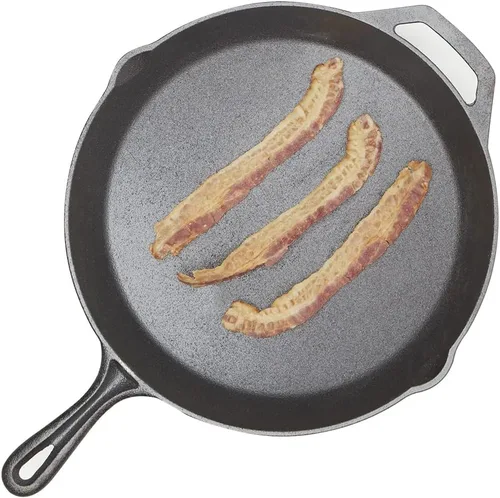 Miniatura 4 de Home Basics - Sartén de hierro fundido de 12 pulgadas (negro), sartén para panqueques, carne y pescado, sartén grande para estufa y fogata