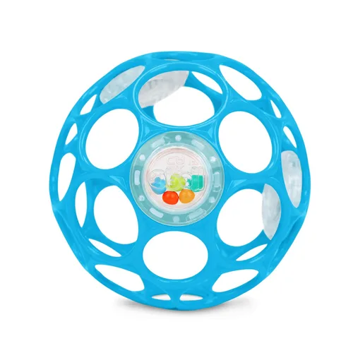 Bright Starts Oball Sonajero de fácil agarre sin BPA para bebé en azul, edad recién nacido y más, 10 cm