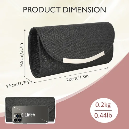 Miniatura 2 de Bolsos de mano para mujer, lentejuelas brillantes, sobre con purpurina, bolsa de noche, formal, boda, fiesta, bolso de mano