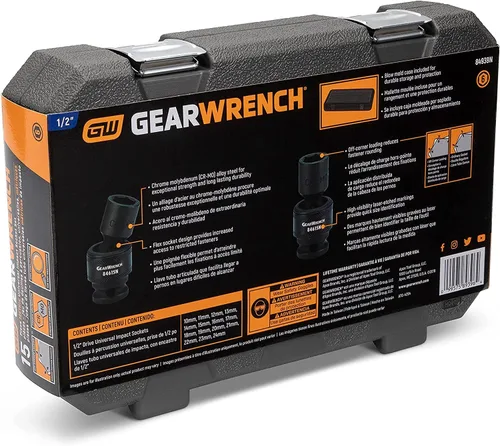 Miniatura 6 de Gearwrench juego de llaves de impacto universal métrico de 6 puntas de 1/2 pulgada (15 piezas) - 84939N