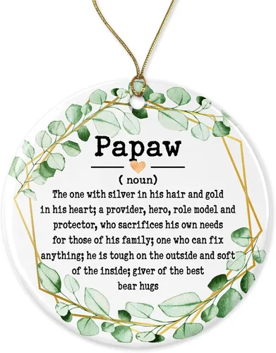 Adorno de sustantivo de Papaw – Adorno de Navidad para Papaw – Adorno del Día del Padre – Regalos de Papaw – Definición de Papaw – Recuerdo impreso