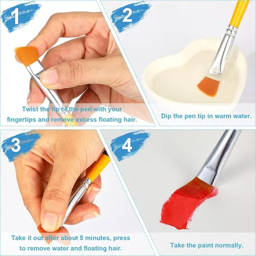 Miniatura 3 de Containlol Juego de 6 pinceles de pintura acrílica de 1/2 pulgada, juego de pinceles planos en ángulo, pequeños pinceles de pintura