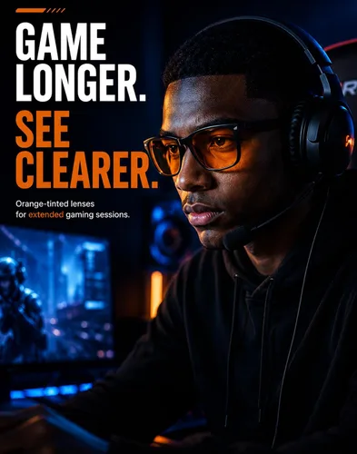 Miniatura 2 de TIJN Lentes con bloqueo de luz azul con doble revestimiento AR lente ámbar naranja para juegos de computadora