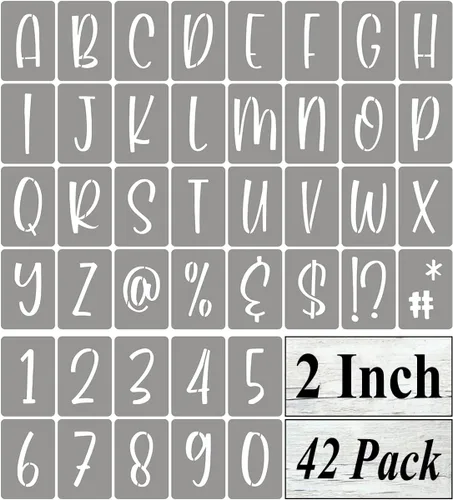 Miniatura 8 de Plantillas de letras del alfabeto de 4 pulgadas para pintar, paquete de 42 plantillas de letras y números con letreros para pintar sobre madera