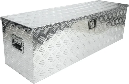 Miniatura 18 de confote Caja de herramientas de 20 pulgadas con rayas de aluminio plateado para cama de camioneta pickup, remolque RV, organizador de almacenamiento