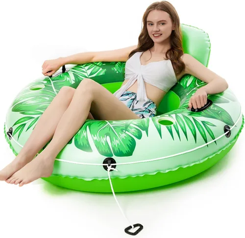 Miniatura 9 de Jasonwell Flotador inflable de tubo de río, flotador de río resistente, flotadores de piscina para lago, tubos de agua de primera calidad para Verde