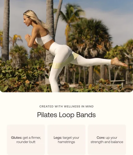 Miniatura 4 de BetterMe Bandas de Pilates - Juego de bandas de resistencia para mujer - Bandas elásticas de entrenamiento para glúteos, piernas y núcleo - Bandas
