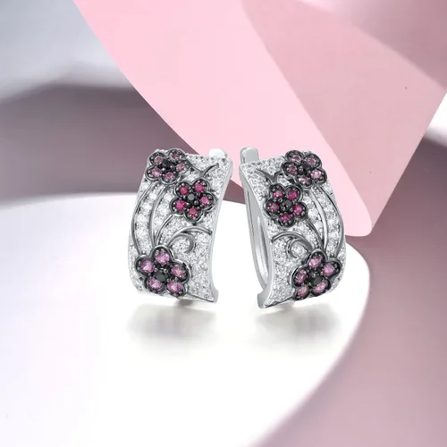 Miniatura 3 de Santuzza Aretes colgantes de plata de ley 925 con circonita cúbica para mujer