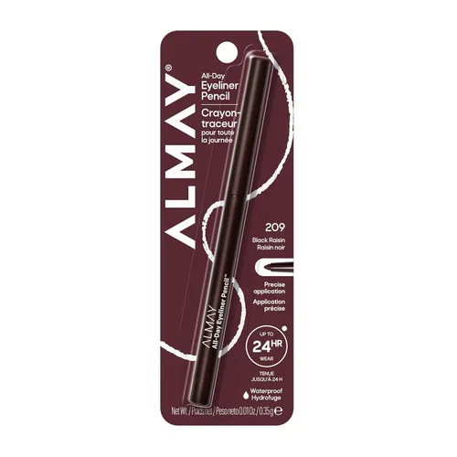 Miniatura 18 de Almay Lápiz delineador de ojos para todo el día, a prueba de manchas, maquillaje de ojos impermeable, hipoalergénico, sacapuntas integrado, 205 Negro