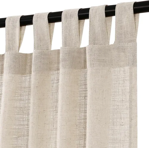 Miniatura 9 de Turquoize Cortinas traslúcidas de lino natural con pestaña superior de 63 pulgadas, cortinas filtrantes de luz y cortinas para sala de estar