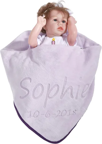 Miniatura 2 de Cobija de franela personalizada para bebé unisex con animalito de adorno, cobertor de seguridad para recién nacidos, regalo para bebé con su nombre