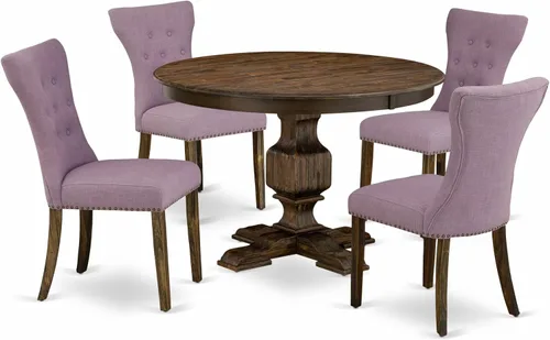 Miniatura 18 de East West Furniture F2GA5-740 - Juego de mesa de cocina de 5 piezas para 4 personas, incluye una mesa de comedor redonda con pedestal y 4 sillas