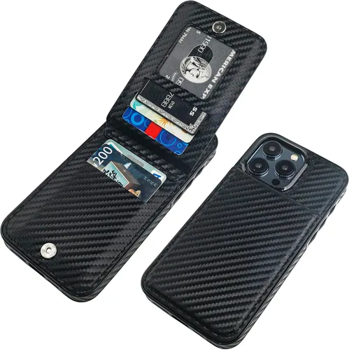 Miniatura 23 de KIHUWEY Compatible con iPhone 15 Pro Max Funda Cartera con soporte para tarjeta de crédito, con tapa de cuero premium, cierre magnético, función