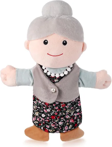 Miniatura 16 de 1 pieza de marionetas de mano familiares de 12 pulgadas, abuelos, mamá y papá, hermano y hermana, marionetas de mano de peluche para niños, juguetes