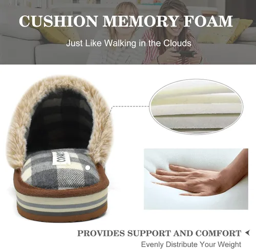 Miniatura 3 de COFACE Pantuflas de espuma viscoelástica para mujer, cómodas y cálidas, con forro de cojín acogedor