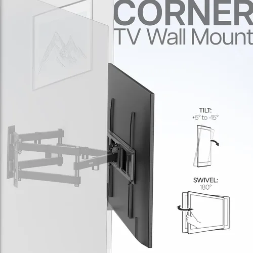 Miniatura 8 de VIVO Soporte de pared para TV de esquina para pantallas planas LCD LED de plasma de 37 a 70 pulgadas, soporte articulado de movimiento completo