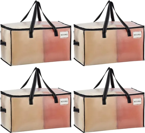 Miniatura 13 de VENO Paquete de 4 bolsas de mudanza resistentes, bolsas de almacenamiento de ropa y edredón con ventana transparente, suministros de embalaje