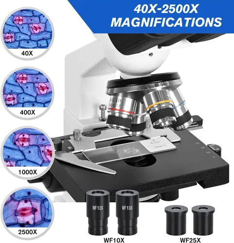 Miniatura 5 de HSL Microscopio binocular compuesto 40x-2500x para adultos profesional,microscopios para estudiante educar,Microscopio biológico LAB Micro Scope