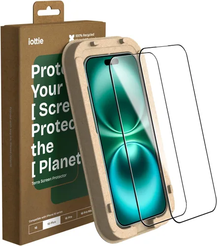 Miniatura 8 de iOttie Terra - Protector de pantalla de vidrio templado para iPhone 16, grado militar, dureza 9H, inastillable, resistente a los arañazos