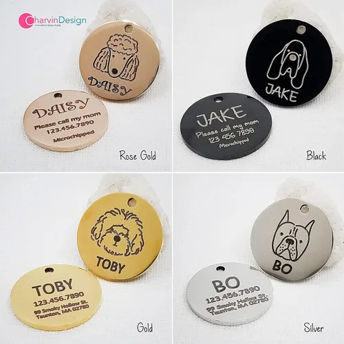 Miniatura 4 de Etiquetas de identificación de mascotas grabadas, etiquetas de identificación personalizadas para mascotas, etiquetas de identificación de mascotas