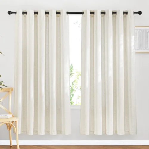 Miniatura 108 de NICETOWN Cortinas de lino traslúcidas con textura de lino de 84 pulgadas de largo, con ojales semitraslúcidos, tratamientos de ventana, privacidad